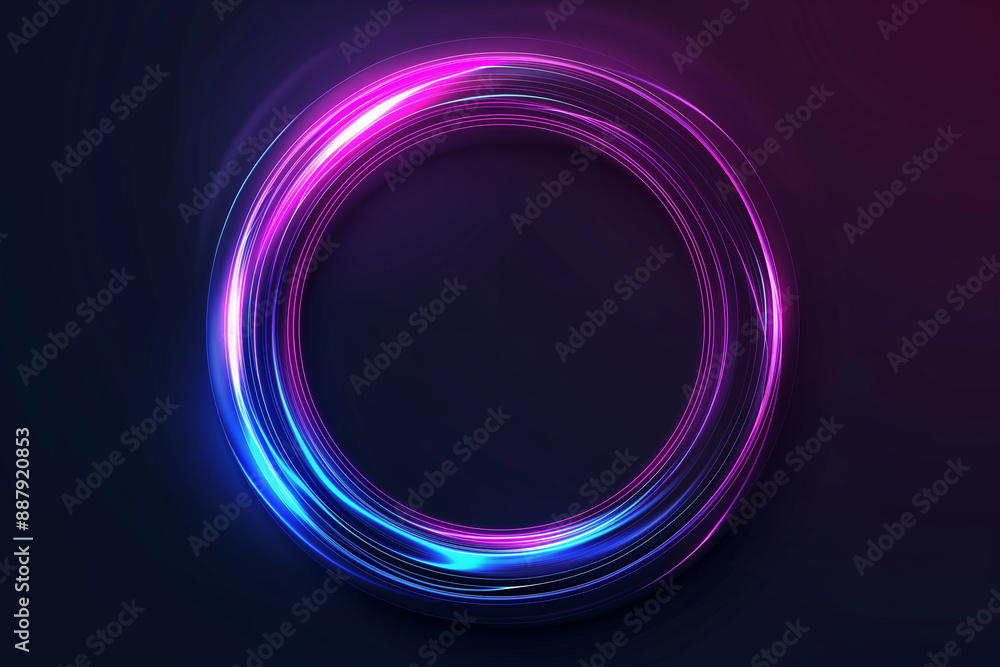 Abstract Neon Glow Ring - Black Background Abstract Neon Glow Ring - Black Background