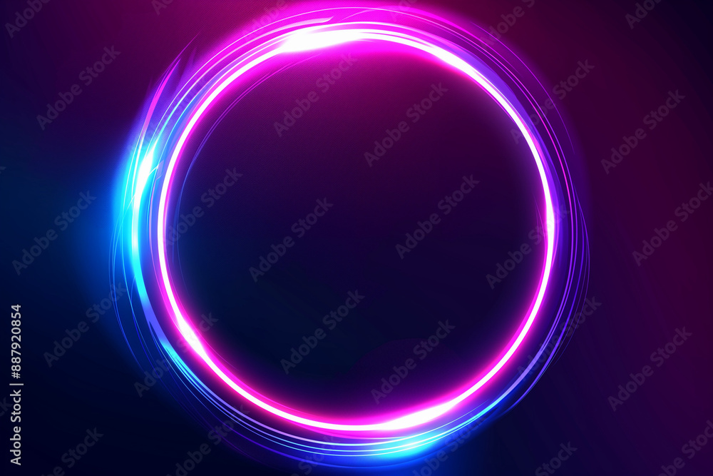 Abstract Neon Glow Ring - Black Background Abstract Neon Glow Ring - Black Background