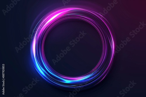 Abstract Neon Glow Ring - Black Background