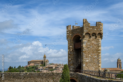 castle ruins looking over and old village and church