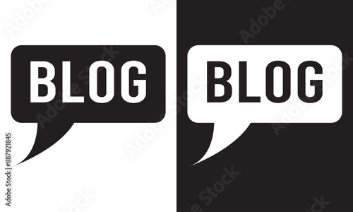 blog icon vector, speech icon vector in black and black  flat design on white and black background. EPS 10