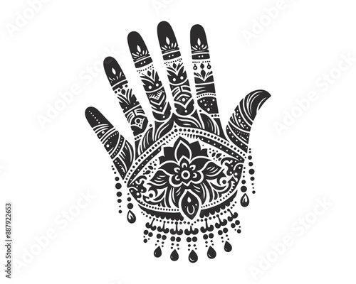 Mehndi henna tattoos on hands