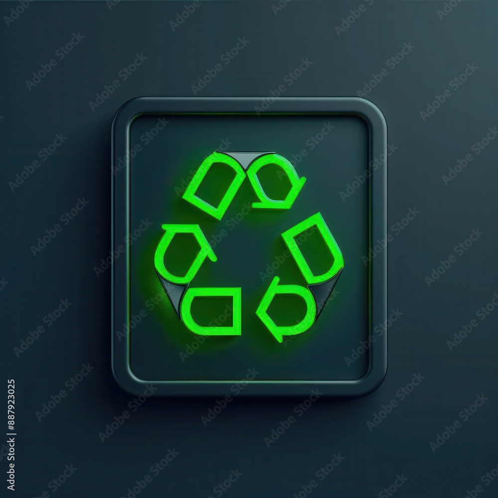 ecofriendly recycling symbol reimagined as sleek modern interface glowing green button with zero waste concept integrated into minimalist design ecofriendly recycling symbol reimagined as sleek modern interface glowing green button with zero waste concept integrated into minimalist design
