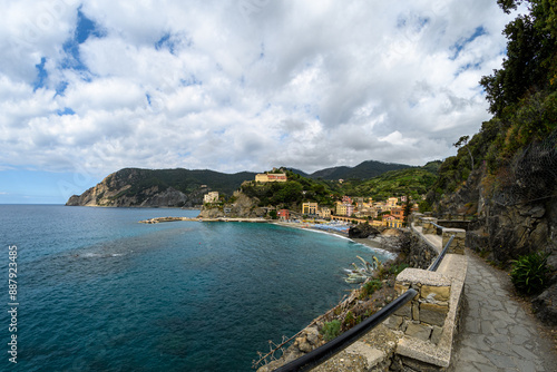 pathway to hillside village in italy on bay