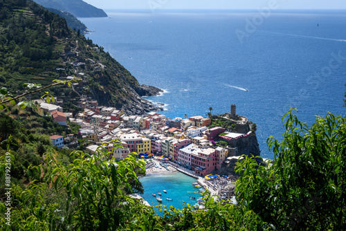 cinque terra hill village on the bay in italy