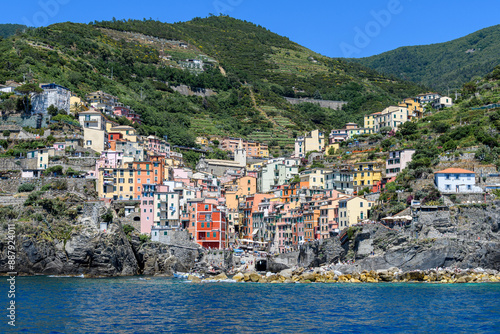 cinque terre hill village on the bay in italy
