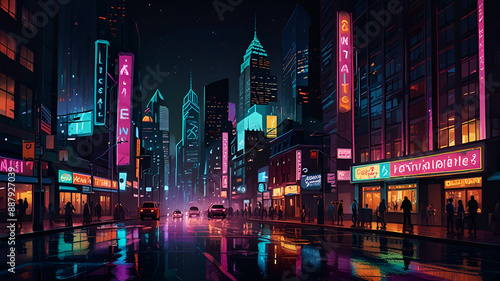 Vibrant Cityscape at Night