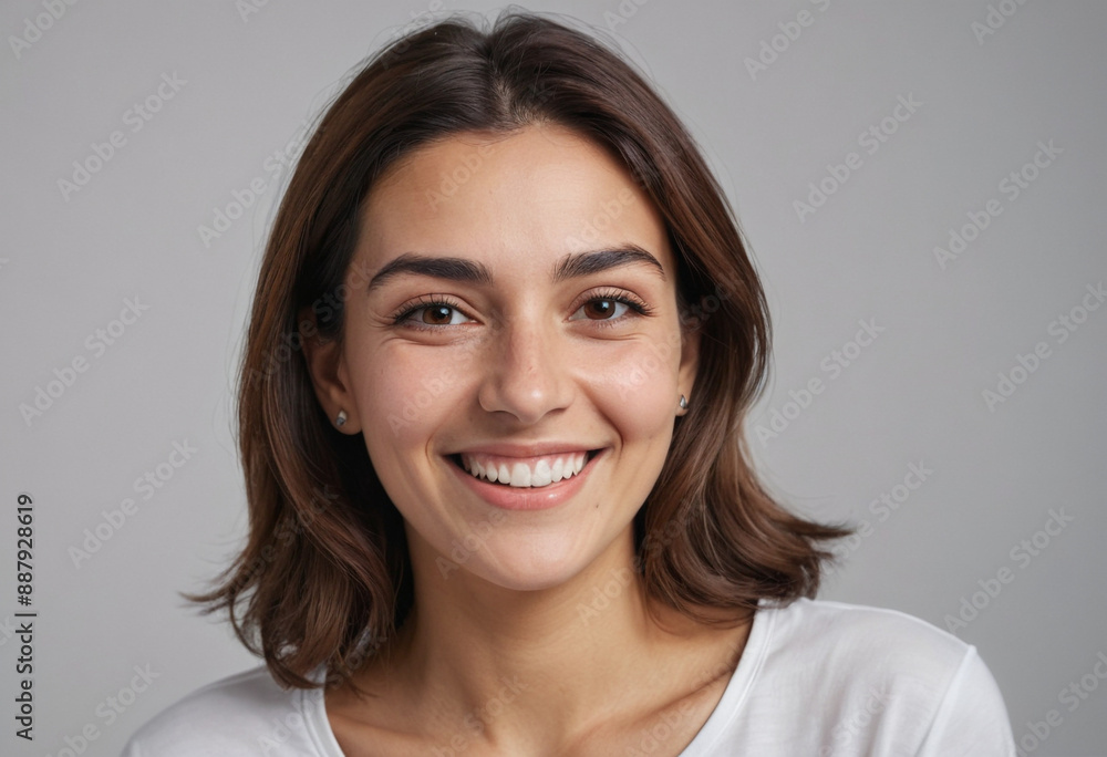 Portrait view of a regular happy smiling Cyprus woman, ultra realistic, candid, social media, avatar image, plain solid background Portrait view of a regular happy smiling Cyprus woman, ultra realistic, candid, social media, avatar image, plain solid background
