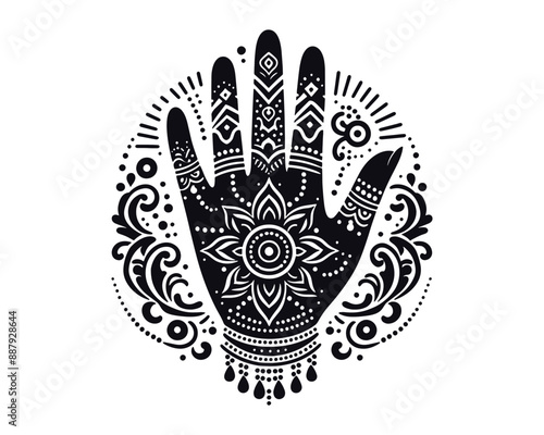 Mehndi henna tattoos on hands