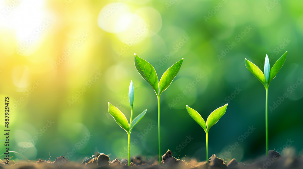 Young green plants growing in soil with sunlight, representing growth, nature, and new beginnings. Ideal for environmental and agricultural themes. Young green plants growing in soil with sunlight, representing growth, nature, and new beginnings. Ideal for environmental and agricultural themes.