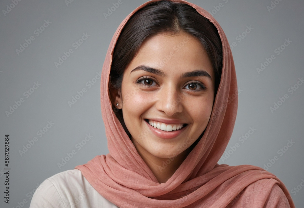 Portrait view of a regular happy smiling Pakistan woman, ultra realistic, candid, social media, avatar image, plain solid background Portrait view of a regular happy smiling Pakistan woman, ultra realistic, candid, social media, avatar image, plain solid background
