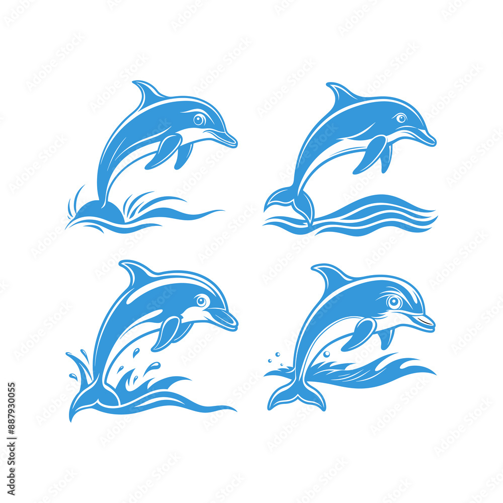 Naklejka premium set of Dolphin in water