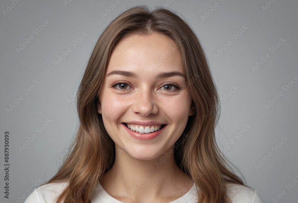 Portrait view of a regular happy smiling Russia woman, ultra realistic, candid, social media, avatar image, plain solid background Portrait view of a regular happy smiling Russia woman, ultra realistic, candid, social media, avatar image, plain solid background