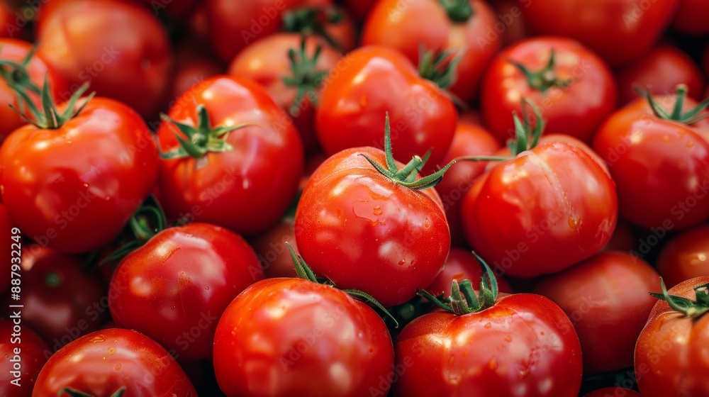 Close-up of fresh red tomatoes at a market Close-up of fresh red tomatoes at a market