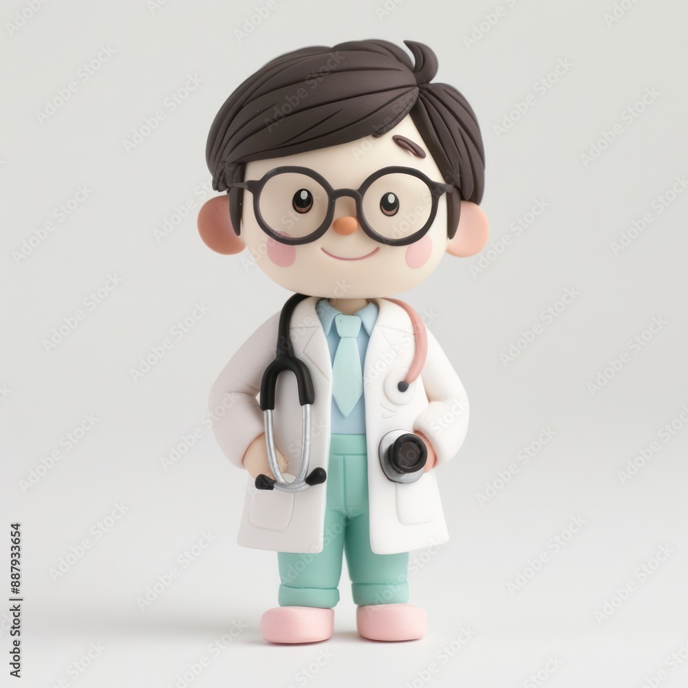 Cute 3D Clay Doctor Character in Kawaii Style on White Background, Generative Ai Cute 3D Clay Doctor Character in Kawaii Style on White Background, Generative Ai