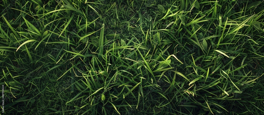 Close up shot displaying a detailed green grass texture with copy space image Close up shot displaying a detailed green grass texture with copy space image