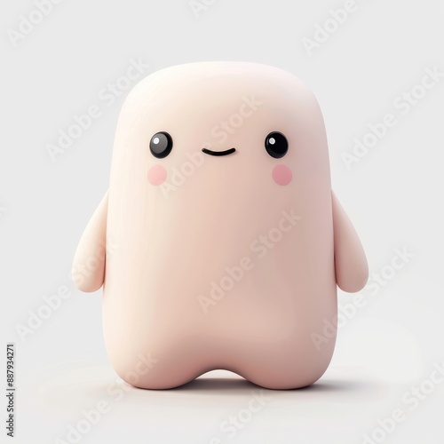 Adorable Kawaii Marketer Character in 3D Clay with Cute Details on Clean White Background, Generative Ai