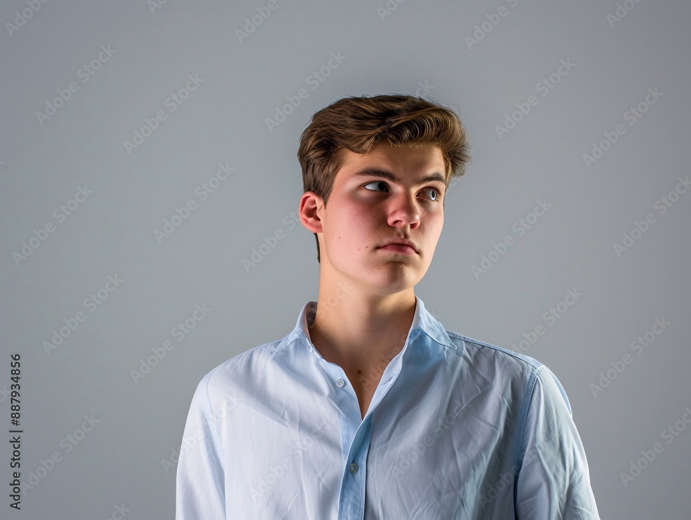 a man looking up with a serious expression a man looking up with a serious expression