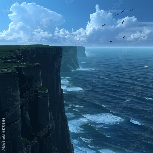 Breathtaking Cliffside View Overlooking a Vast Ocean