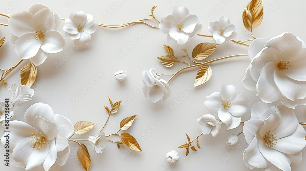 Stunning UHD 4K imagery capturing the elegance of white blossoms and shimmering golden foliage. Stunning UHD 4K imagery capturing the elegance of white blossoms and shimmering golden foliage.