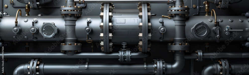 Close-up of an intricate industrial piping system showcasing various pipes, valves, and components, emphasizing engineering and industrial design. Close-up of an intricate industrial piping system showcasing various pipes, valves, and components, emphasizing engineering and industrial design.