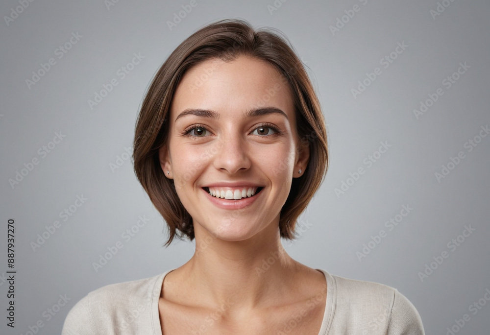 Portrait view of a regular happy smiling Austria woman, ultra realistic, candid, social media, avatar image, plain solid background Portrait view of a regular happy smiling Austria woman, ultra realistic, candid, social media, avatar image, plain solid background
