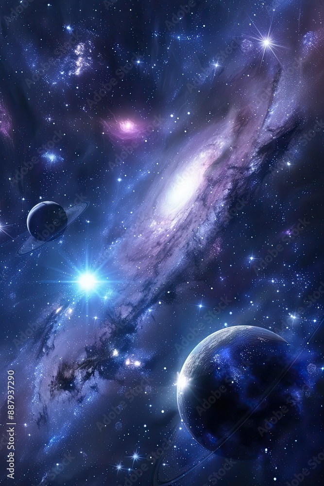 Obraz premium Planets and galaxy, science fiction wallpaper. Beauty of deep space. Billions of galaxies in the universe Cosmic art background