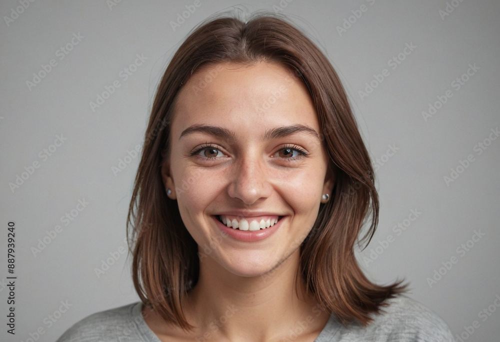 Portrait view of a regular happy smiling Kosovo woman, ultra realistic, candid, social media, avatar image, plain solid background Portrait view of a regular happy smiling Kosovo woman, ultra realistic, candid, social media, avatar image, plain solid background