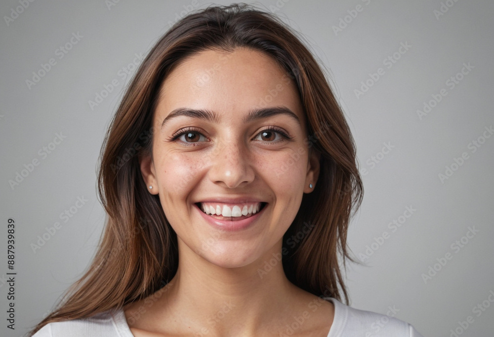 Portrait view of a regular happy smiling Malta woman, ultra realistic, candid, social media, avatar image, plain solid background Portrait view of a regular happy smiling Malta woman, ultra realistic, candid, social media, avatar image, plain solid background