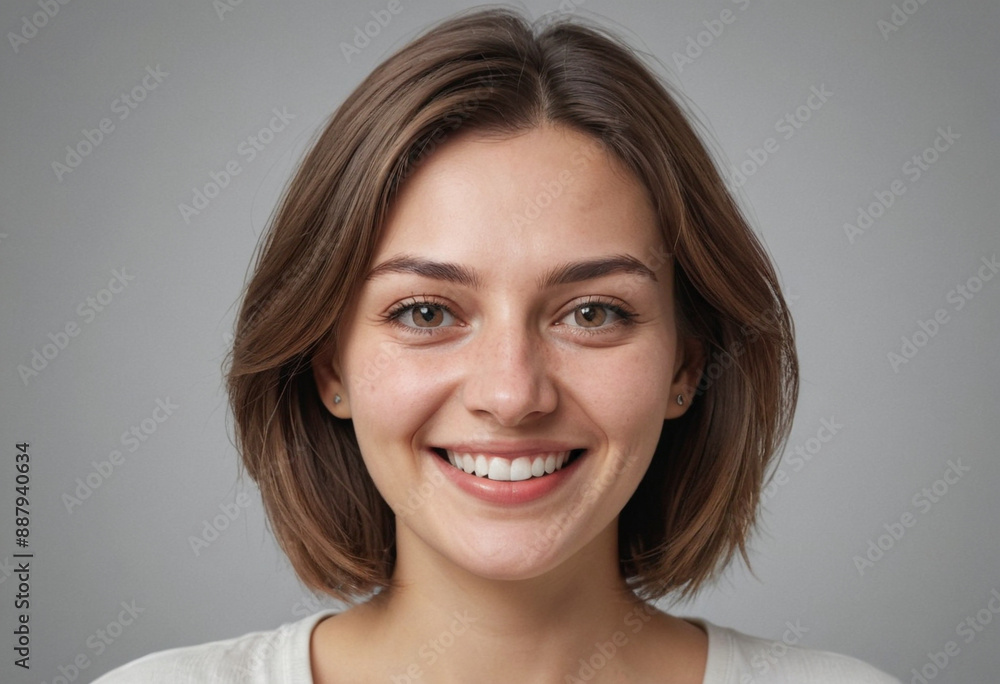 Portrait view of a regular happy smiling Serbia woman, ultra realistic, candid, social media, avatar image, plain solid background Portrait view of a regular happy smiling Serbia woman, ultra realistic, candid, social media, avatar image, plain solid background
