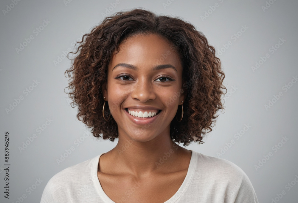 Portrait view of a regular happy smiling Barbados woman, ultra realistic, candid, social media, avatar image, plain solid background Portrait view of a regular happy smiling Barbados woman, ultra realistic, candid, social media, avatar image, plain solid background