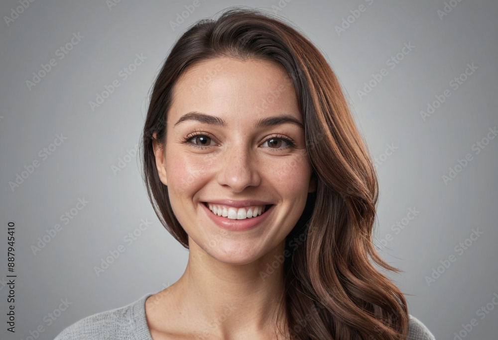 Portrait view of a regular happy smiling Canada woman, ultra realistic, candid, social media, avatar image, plain solid background Portrait view of a regular happy smiling Canada woman, ultra realistic, candid, social media, avatar image, plain solid background