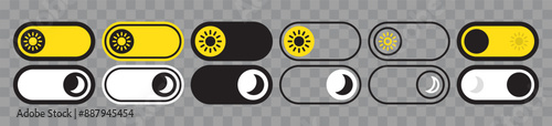 Day and night icons, day and night icon set, day and night vector, thin line, outline, stroke, day and night switch, dark mode, light mode, on and off switch, sun and moon concept, transparent.