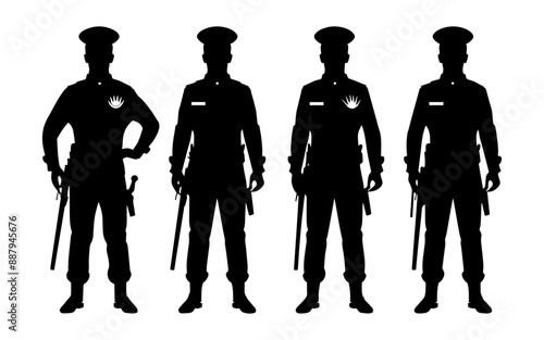 Set of policeman silhouette