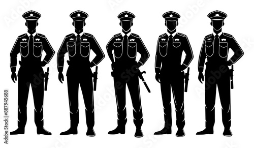 Set of policeman silhouette