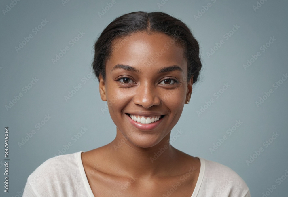 Portrait view of a regular happy smiling Saint Vincent and the Grenadines woman, ultra realistic, candid, social media, avatar image, plain solid background Portrait view of a regular happy smiling Saint Vincent and the Grenadines woman, ultra realistic, candid, social media, avatar image, plain solid background