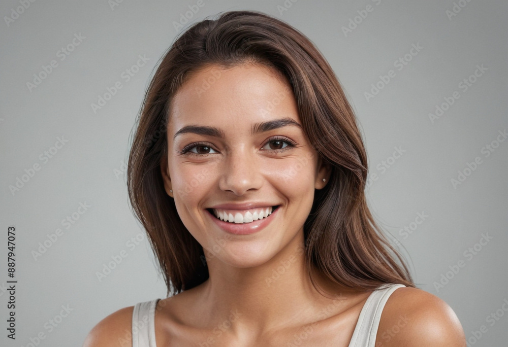 Portrait view of a regular happy smiling Brazil woman, ultra realistic, candid, social media, avatar image, plain solid background Portrait view of a regular happy smiling Brazil woman, ultra realistic, candid, social media, avatar image, plain solid background