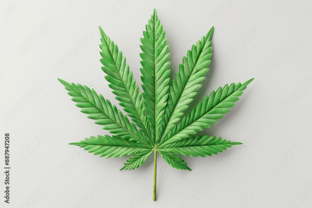 High resolution image of a cannabis leaf isolated on a white background High resolution image of a cannabis leaf isolated on a white background