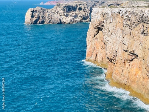 Wallpaper Mural View of strong waves hitting the rock at Sagres, Algarve, Portugal. Torontodigital.ca