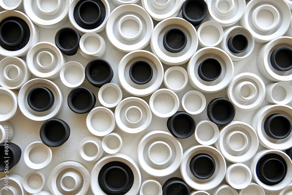 Abstract circular pattern with black and white tones, creating a dynamic and elegant visual effect. Abstract circular pattern with black and white tones, creating a dynamic and elegant visual effect.