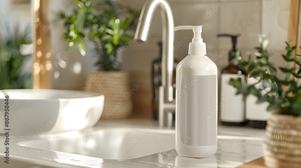 Blank Label Dish Soap: A dish soap bottle with no label next to a sink.
Blank Label Dish Soap: A dish soap bottle with no label next to a sink.