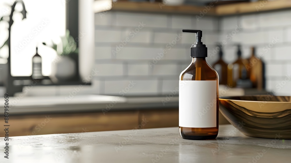 Blank Label Dish Soap: A dish soap bottle with no label next to a sink.
Blank Label Dish Soap: A dish soap bottle with no label next to a sink.