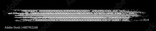 Grunge tire track, wheel braking marks. White truck, car or motorcycle tread pattern silhouette. Auto race, motorsport, speed racing design element. Vector illustration