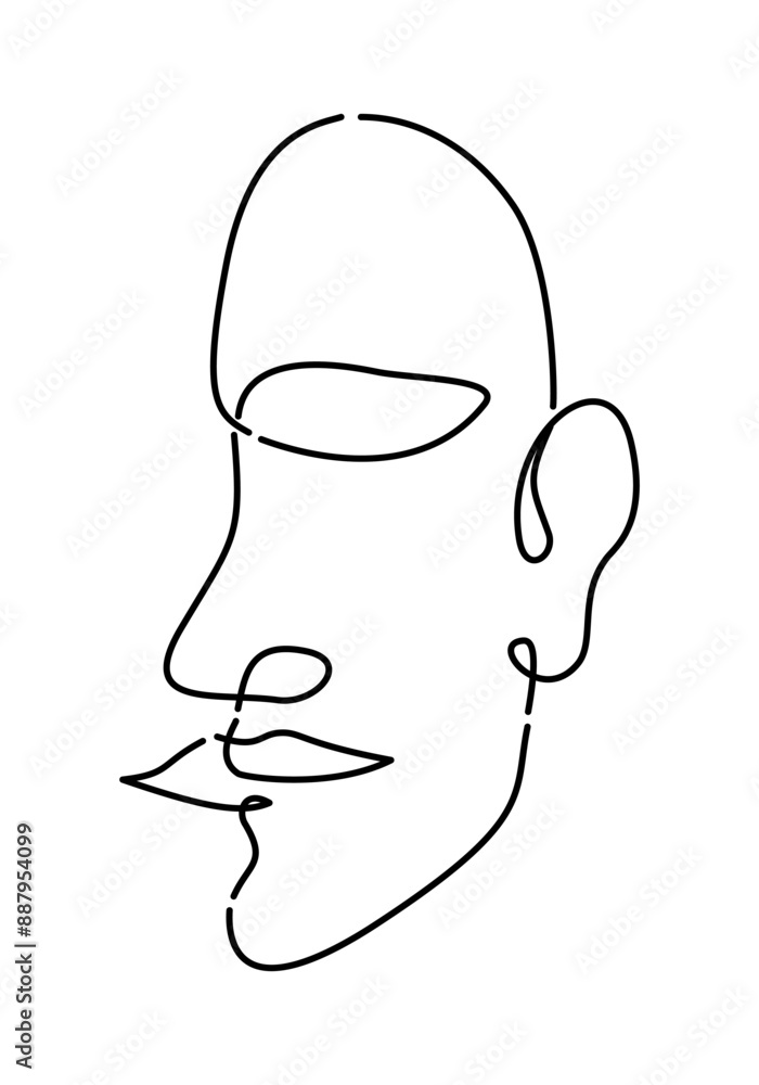 Obraz premium Line art of a calm human face in editable stroke.