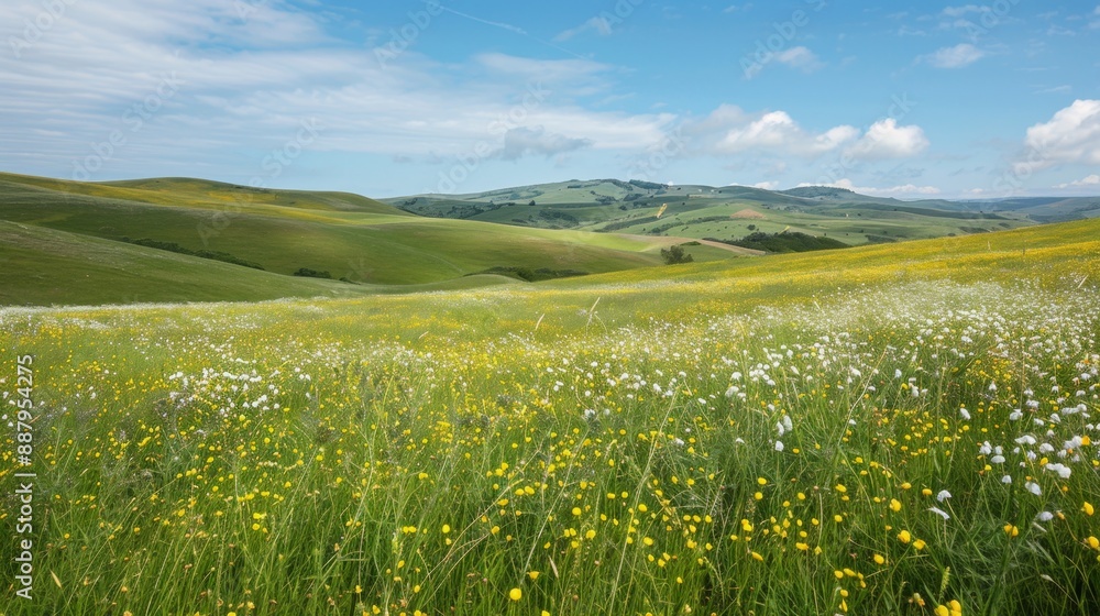 Rolling Green Hills with Wildflowers. Rolling Green Hills with Wildflowers.