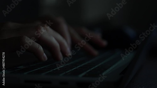 Close-up Female hands typing on a laptop