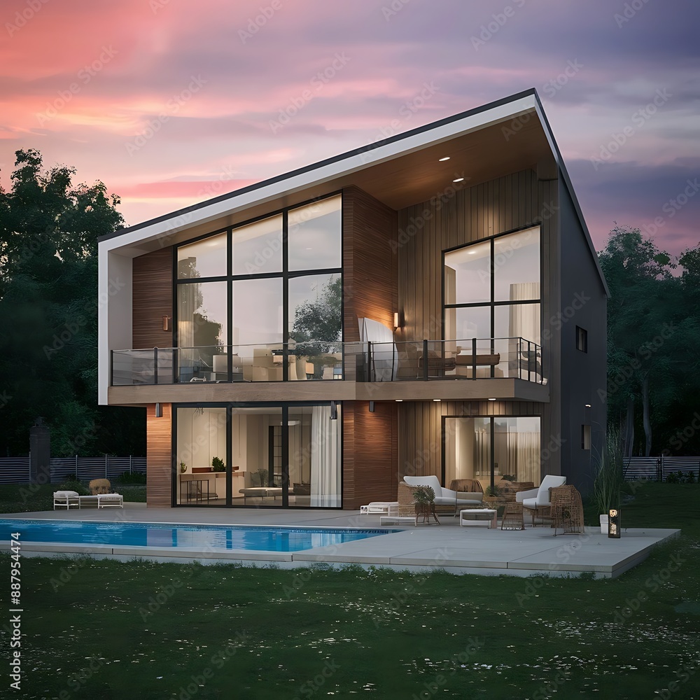 Modern home cross section, 3d rendering wallpaper Modern home cross section, 3d rendering wallpaper