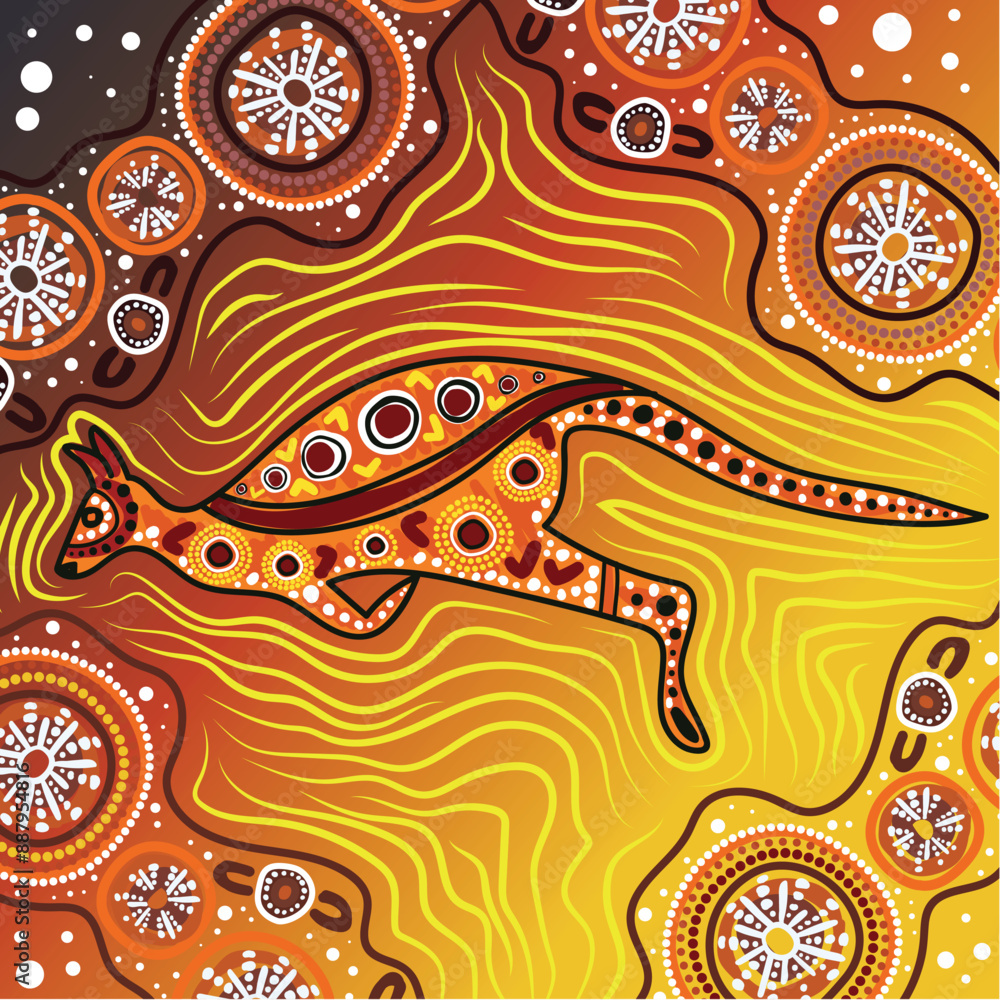 A vectorized interpretation of Aboriginal kangaroo dot artwork A vectorized interpretation of Aboriginal kangaroo dot artwork
