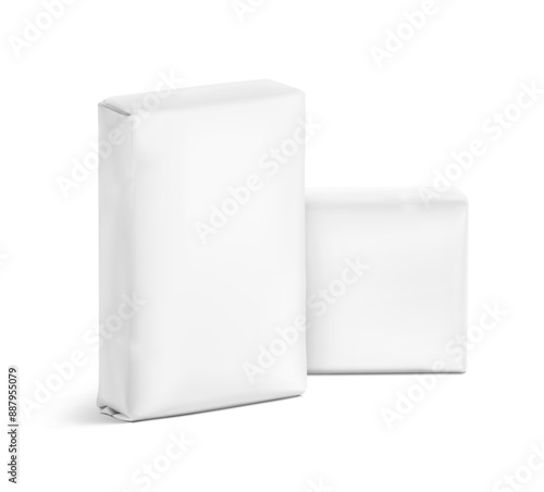 Vertical big heavy bag mockups for chemical products. High realistic vector illustration isolated on white background. Ready for use in presentation, promo, advertising and more. EPS10.