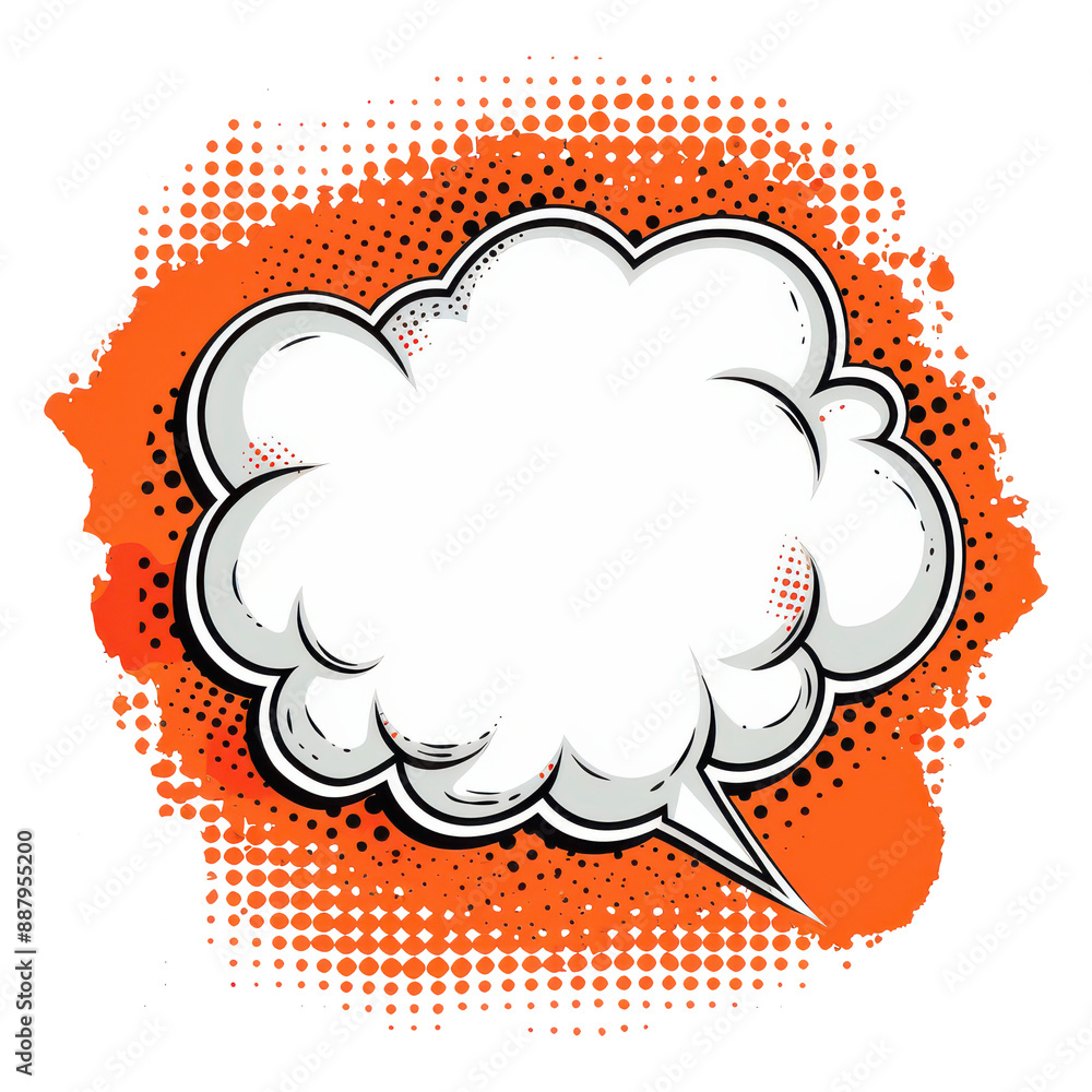 Dynamic Blank Speech Bubble in Comic Style with Orange Dotted Burst Background. Dynamic Blank Speech Bubble in Comic Style with Orange Dotted Burst Background.